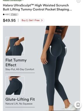 Halara UltraSculpt™ High Waisted Scrunch Butt Lifting Tummy Control Pocket